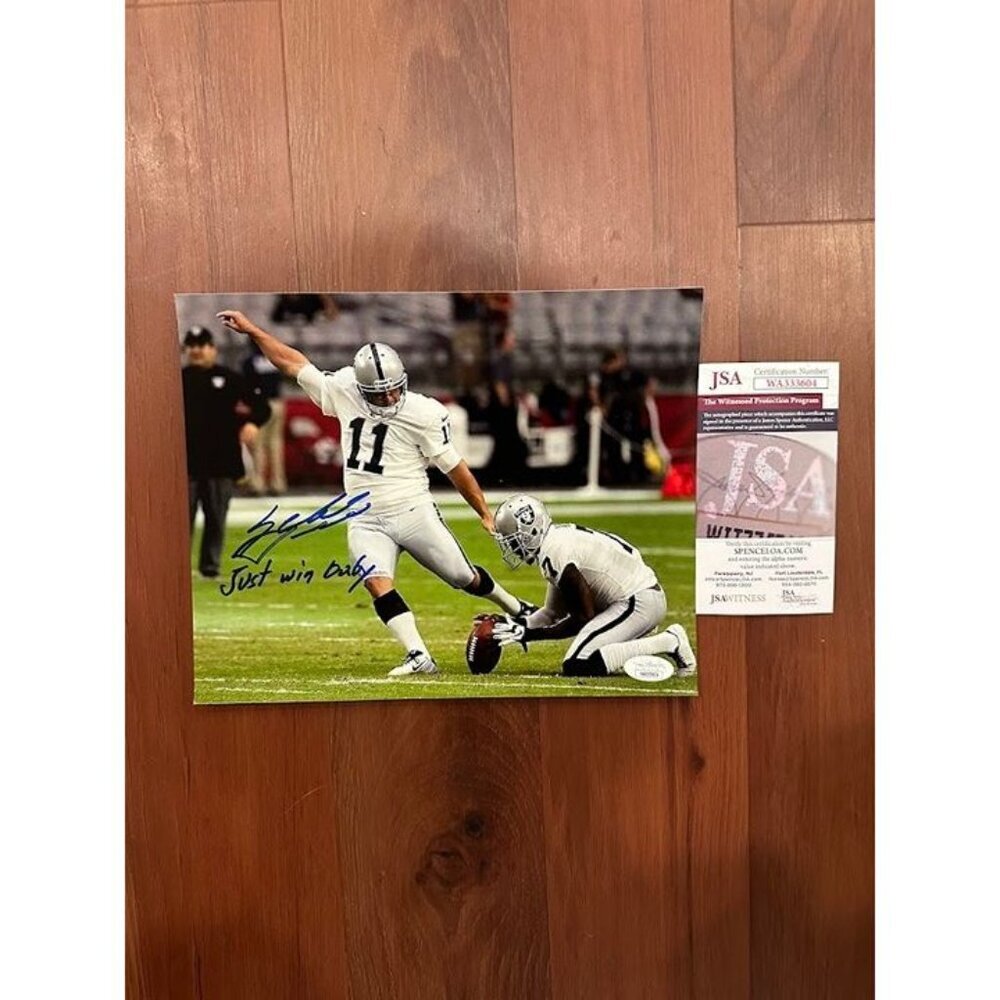 Sebastian Janikowski signed inscribed autographed Oakland Raiders 8x10 Photo JSA